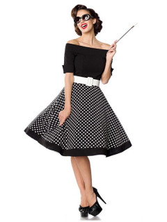 Schulterfreies Polka Dot Swing-Kleid