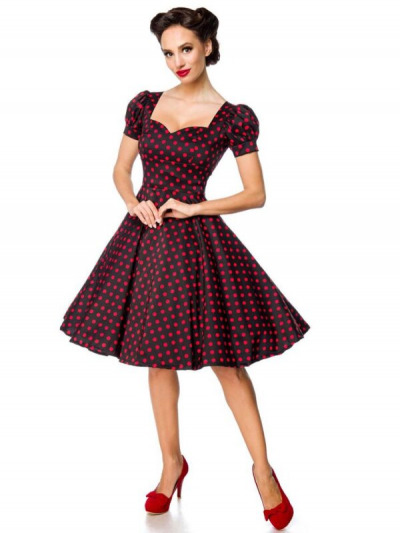 Vintage-Polka-Dot-Kleid in sinnlichem Rot