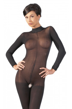 Catsuit mit Spitzenkragen