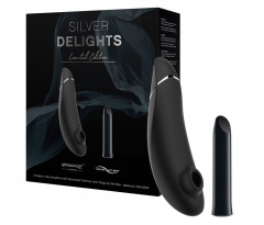 Toy-Set „Silver Delights Collection“ mit Pulsator Womanizer Premium und Minivibrator We-Vibe Tan