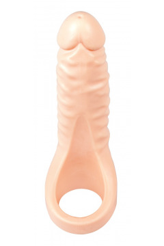 Penis-/Hodenring „Double Fucker“ mit flexiblem Naturdildo