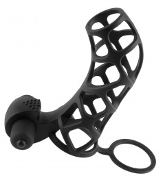 Penismanschette „Extreme Silicone Power Cage“, mit Vibration, 12 cm