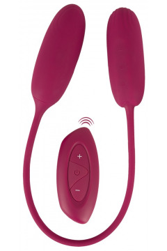 Doppel-Vibrobullet „RC Shaking & Vibrating Love Egg Duo“ verbunden mit 31-cm-Silikonband