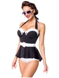 Belsira Retro Badekleid Schwarz/Weiß