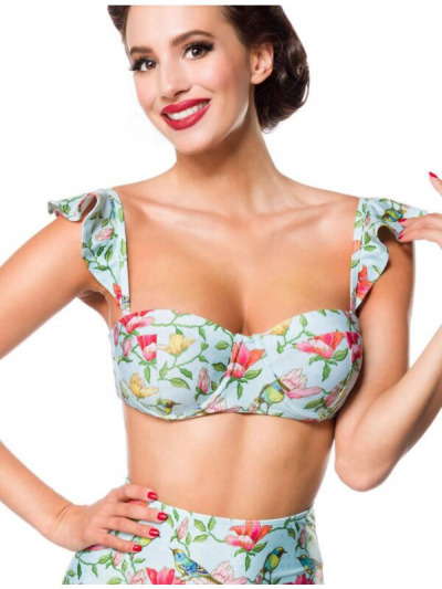 Retro-Triangel-Bikini in Pastellfarben