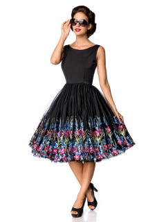 Premium Retro Blumenkleid Schwarz