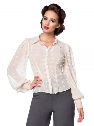 Charmante Beigebluse mit Retro-Flair