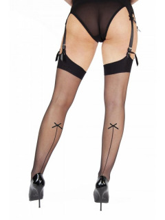 Schwarze Nylons mit Naht und Schleife
