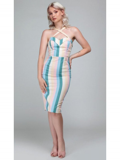 Royal Stripe Pencil Dress