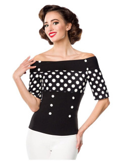 Nautical Top Schwarz/Weiss Dots