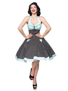 Vintage Neckholderkleid Schwarz/Weiß/Blau