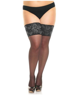 Deluxe 20 Halterlose Strümpfe mit Spitze Schwarz