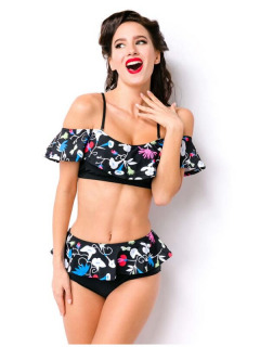 Vintage Bikini mit Carmen-Ausschnitt