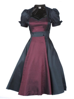 Contrast Swing Dress Bordeaux