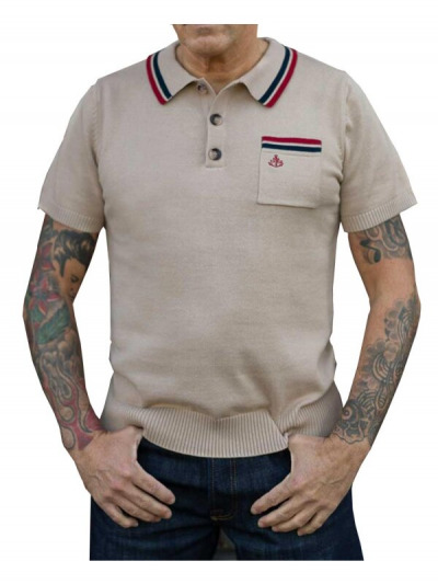 Feines Strick-Poloshirt in edlem Beige