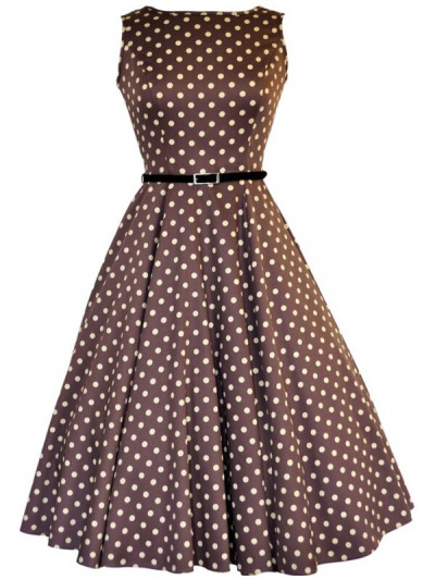 Braunes Polka-Dot-Kleid mit Audrey-Flair