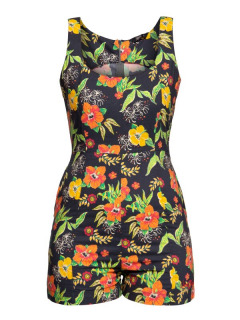 Playsuit Hibiskus Schwarz