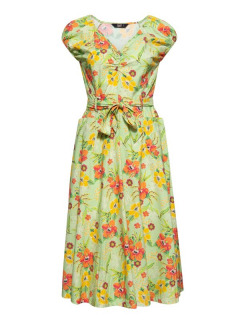 Swing-Kleid mit Hibiskus-Muster Mint